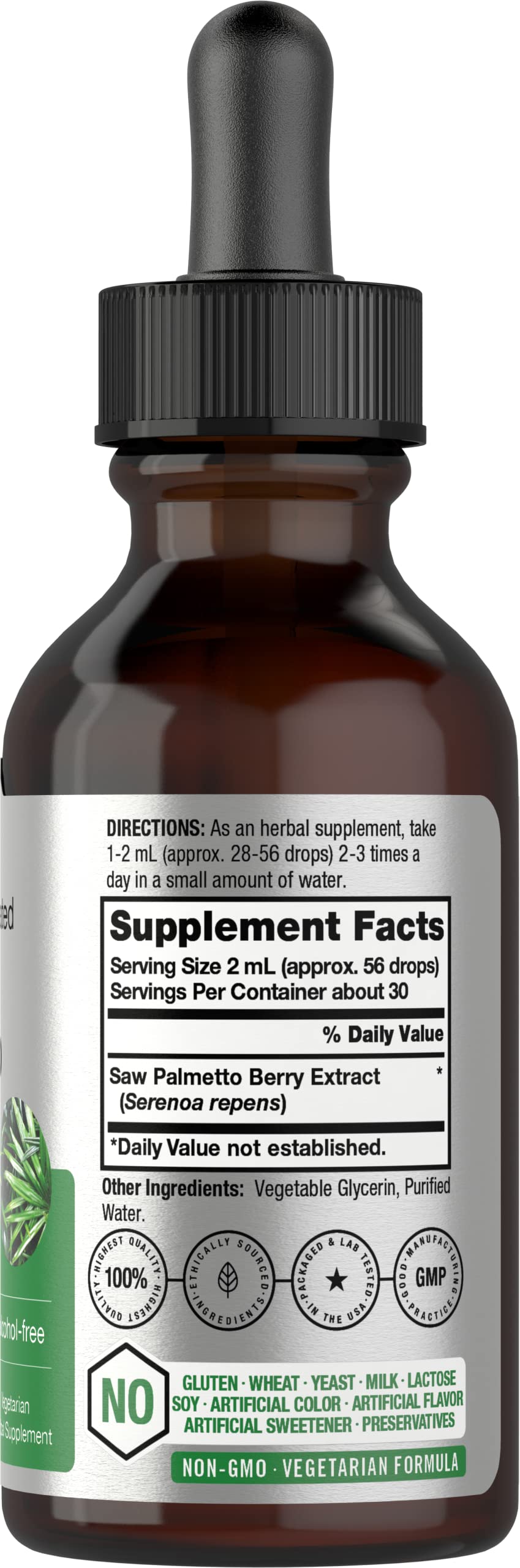Front view of Horbaach Saw Palmetto Liquid Extract bottle