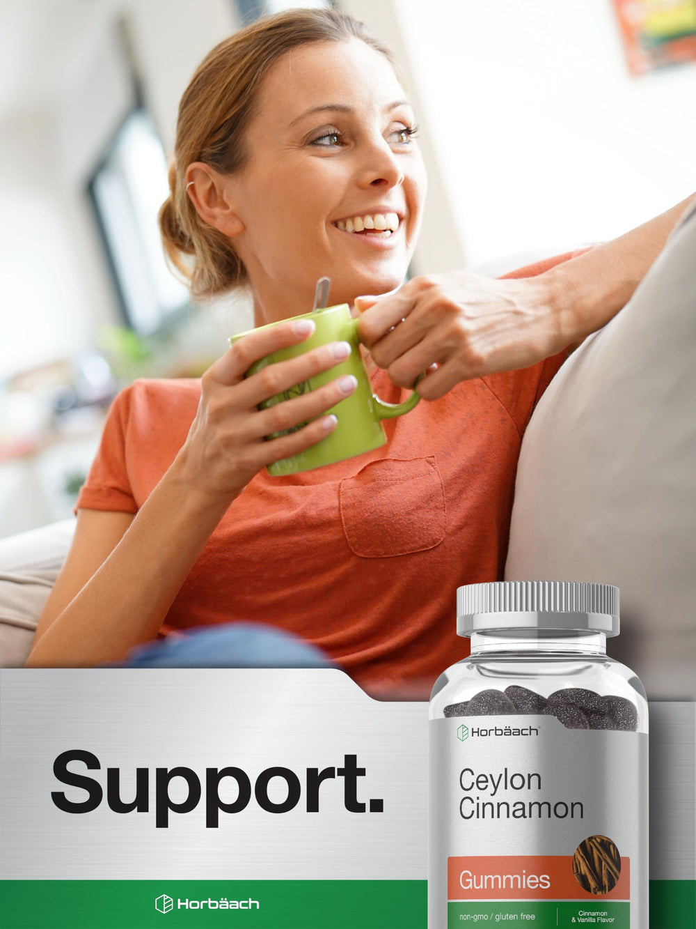 Packaging and branding of Horbäach Sugar Free Cinnamon Gummies