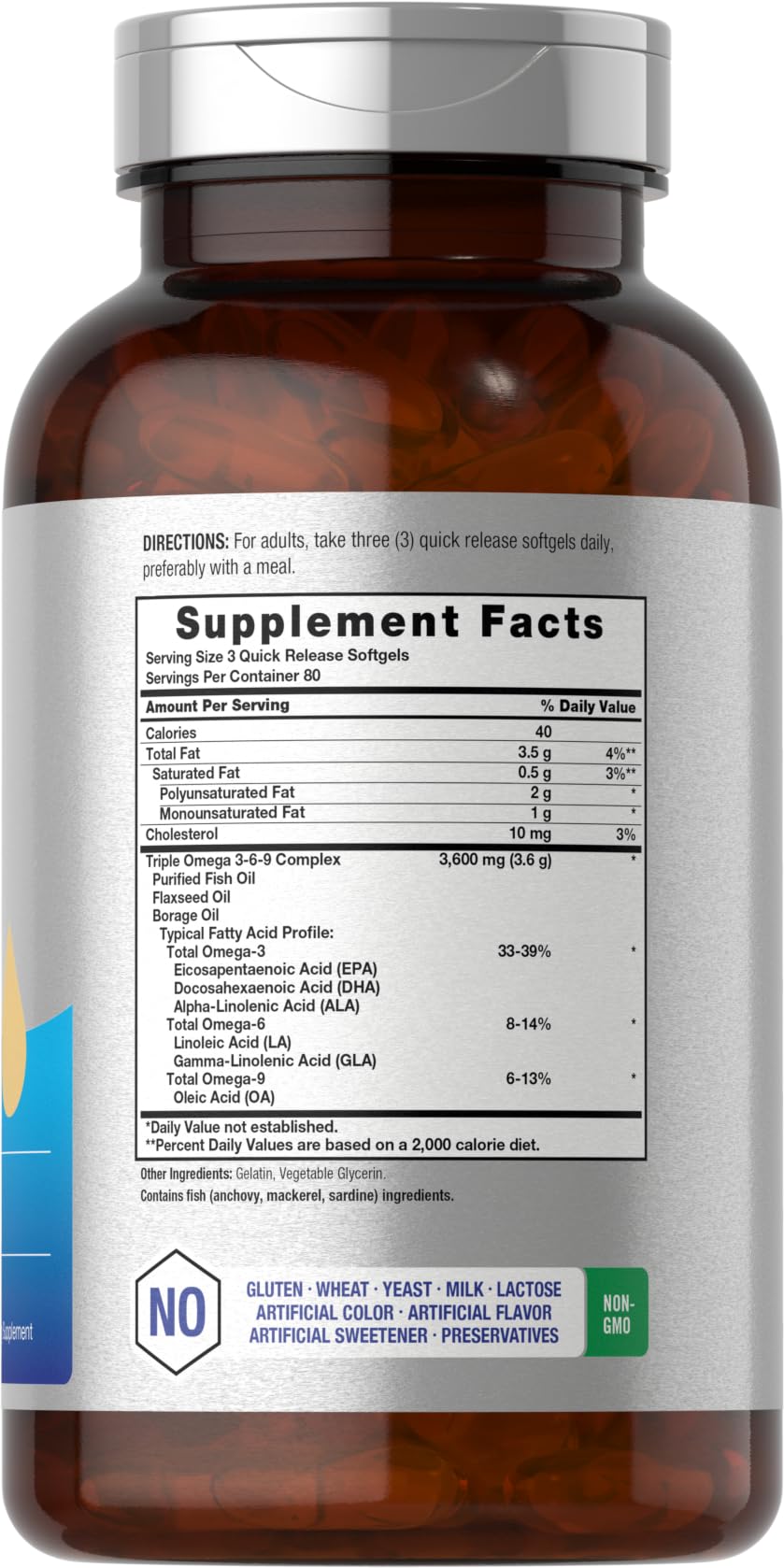 Close-up of Horbäach Omega 3-6-9 from fish oil