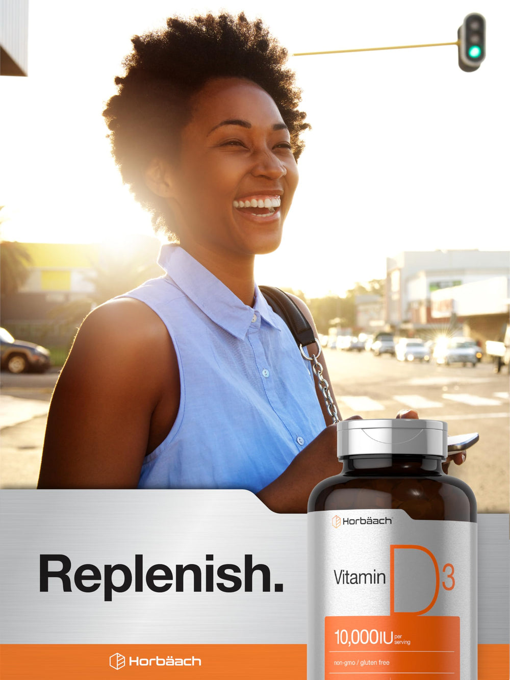 Vitamin D3 10000 IU product packaging and capsules close-up