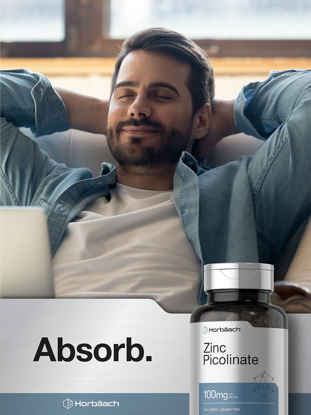 Box packaging for Horbäach Zinc Picolinate 180 capsules