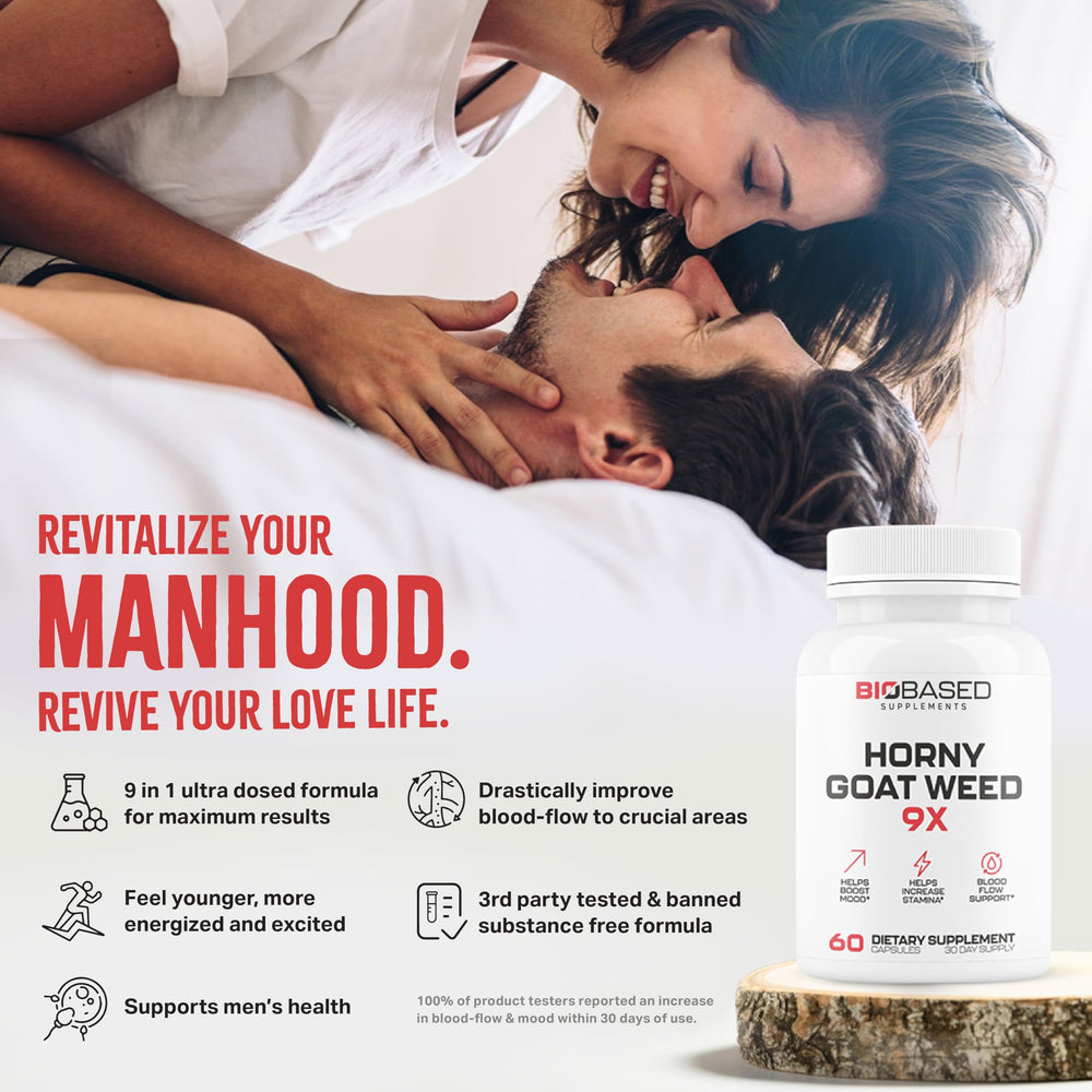 Product packaging and label for Horny Goat Weed supplement