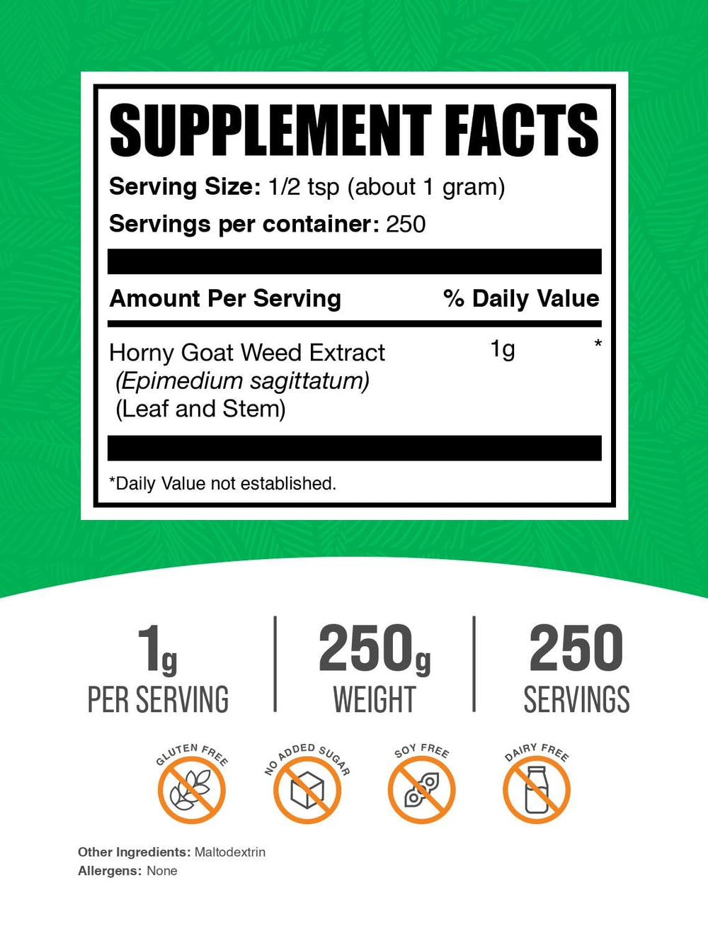 Horny Goat Weed powder 1g serving illustration