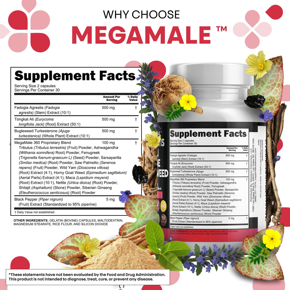 Horny goat weed and maca root capsules
