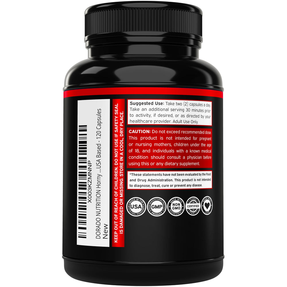 Premium Horny Goat Weed blend packaging with Saw Palmetto and Tribulus