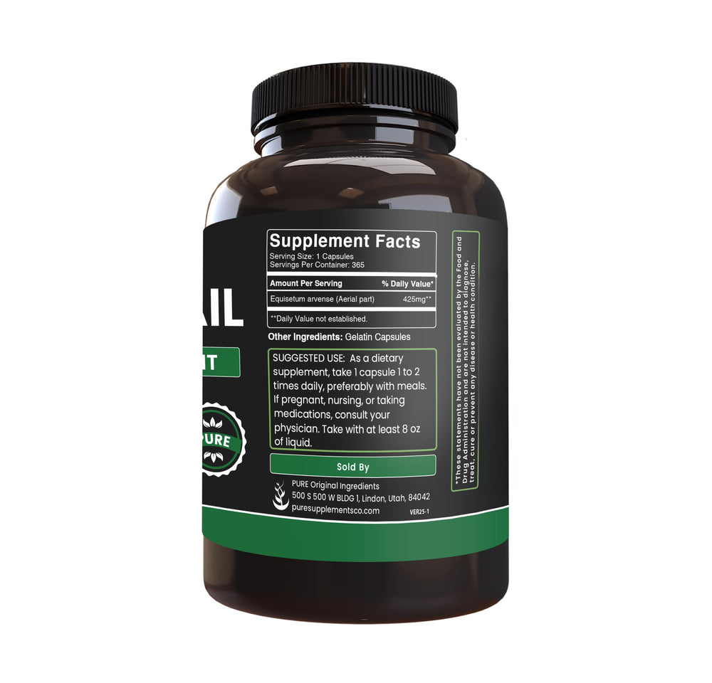 Horsetail capsules bottle showing 365 capsule count