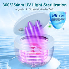 Inside view showing 360° UV lamps for deep cleaning
