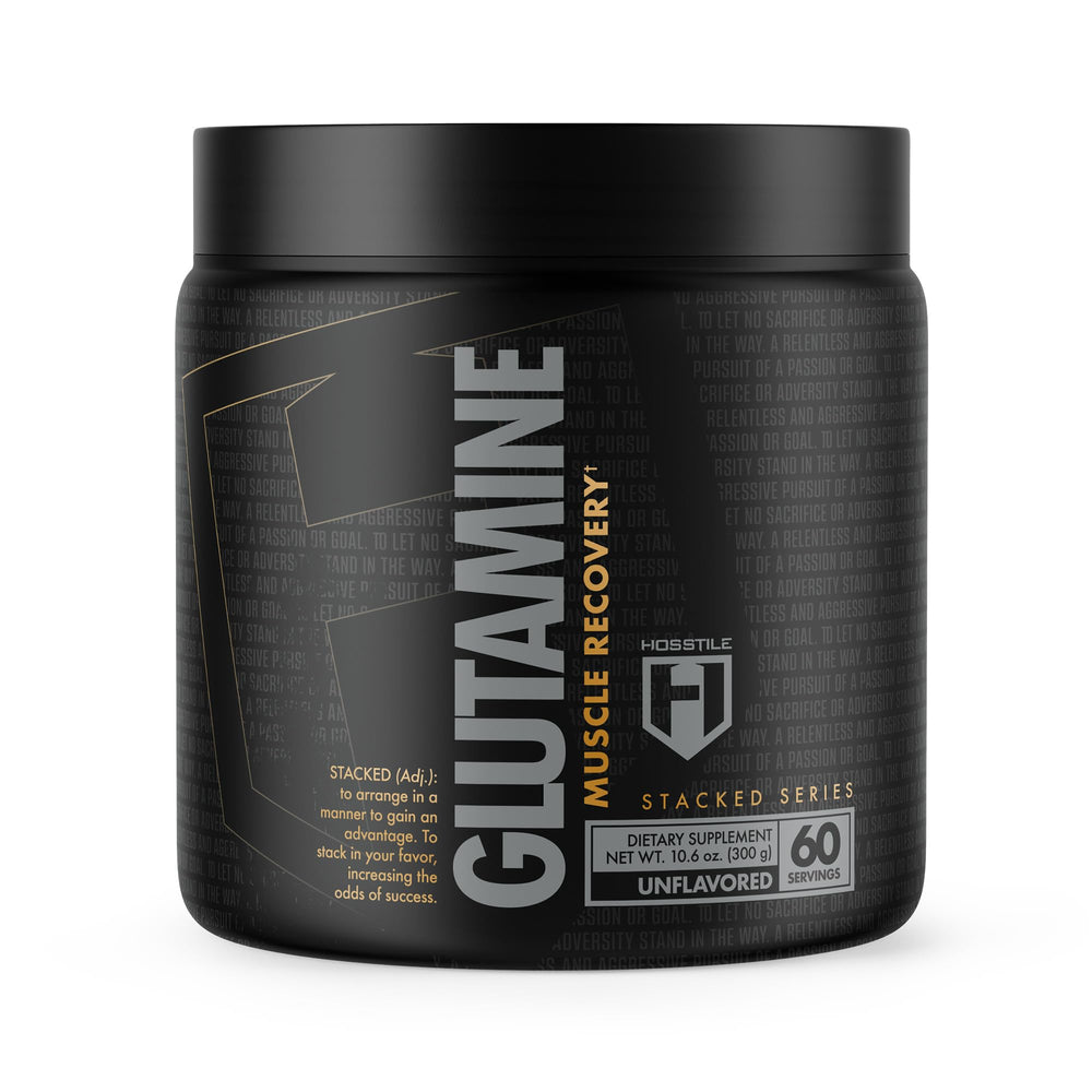 HOSSTILE Glutamine powder canister front label