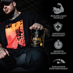 HOSSTILE intria3 orange-powder-visual showcases flavor and hydration support during workouts.