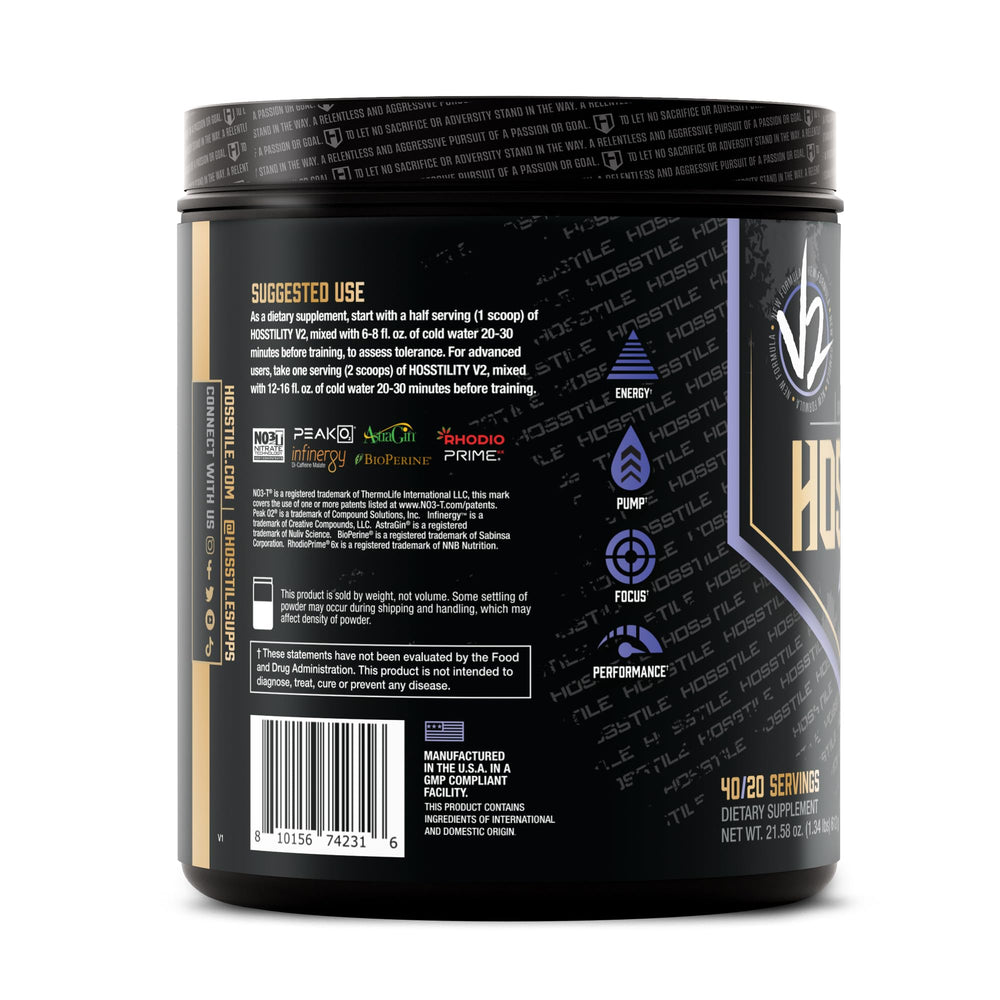 Hosstility V2 electrolyte hydration image emphasizes hydration and athletic performance.