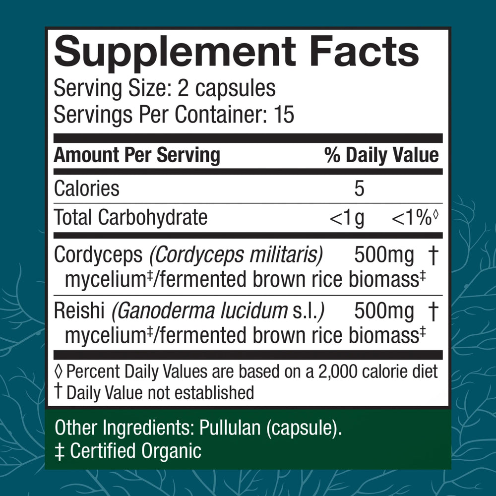 Back label of Host Defense CordyChi capsules bottle
