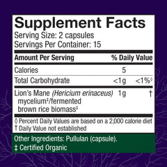 Host Defense Lion's Mane capsules close-up highlighting easy daily supplementation.