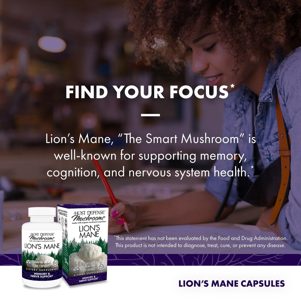 US-grown organic Lion's Mane mushroom supplement