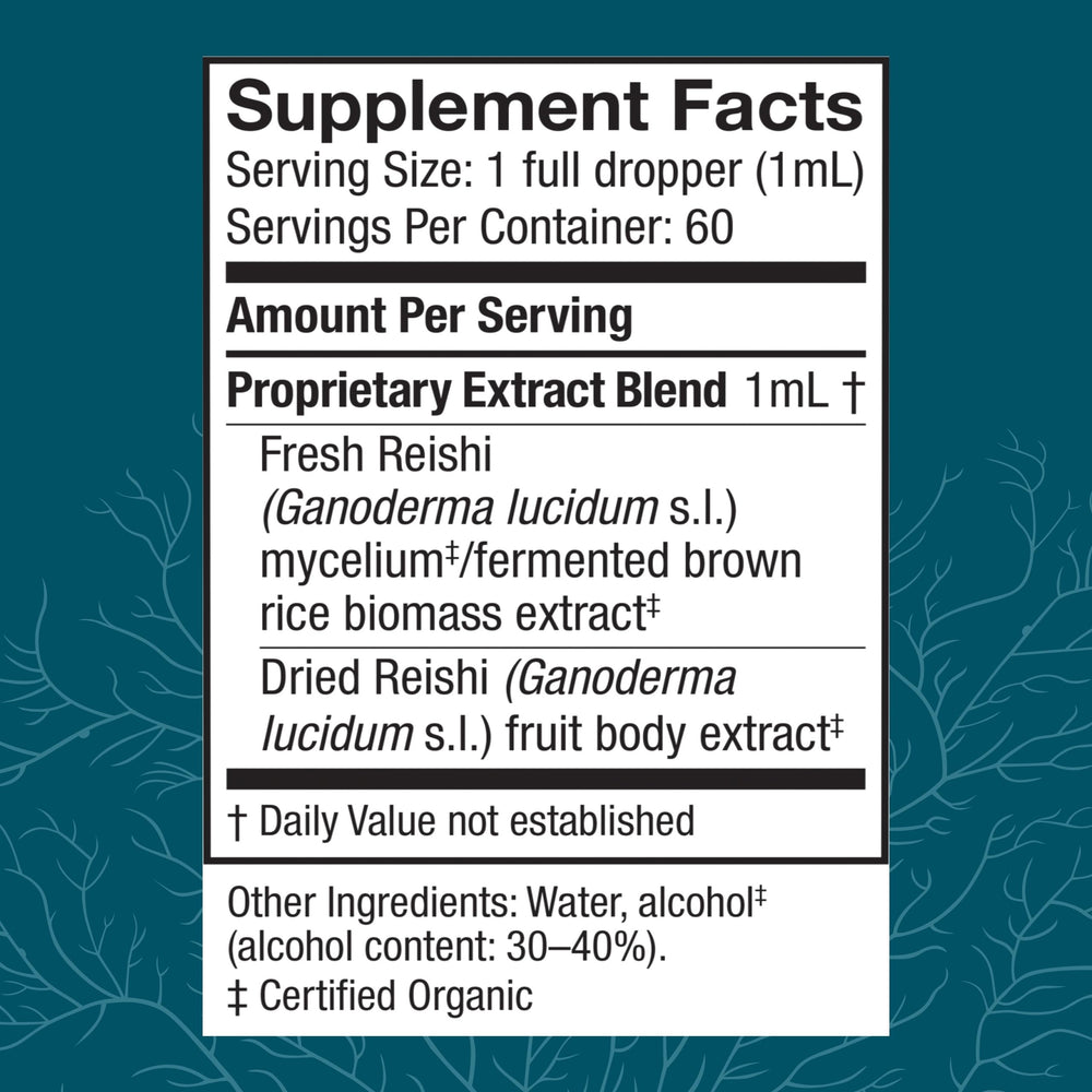 Close-up of Reishi extract dropper dispensing liquid