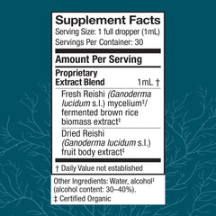 Close-up of Host Defense Reishi Extract label