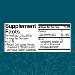 Back label of Host Defense Reishi Powder bottle