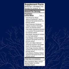 Label detail showing the 7-species mushroom blend
