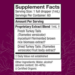 Close-up of Host Defense Turkey Tail Extract label