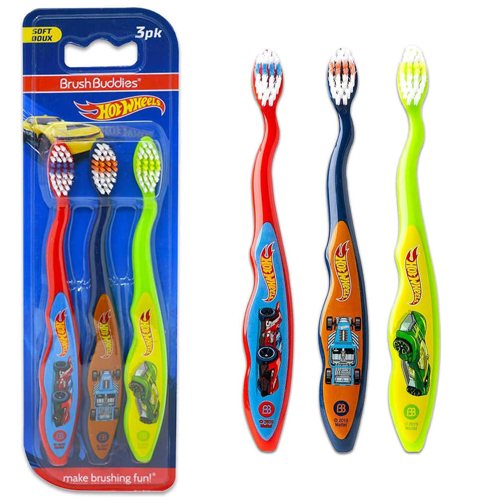 Hot Wheels race car stickers included with the toothbrush kit