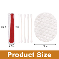 Hotel vanity kit items arranged