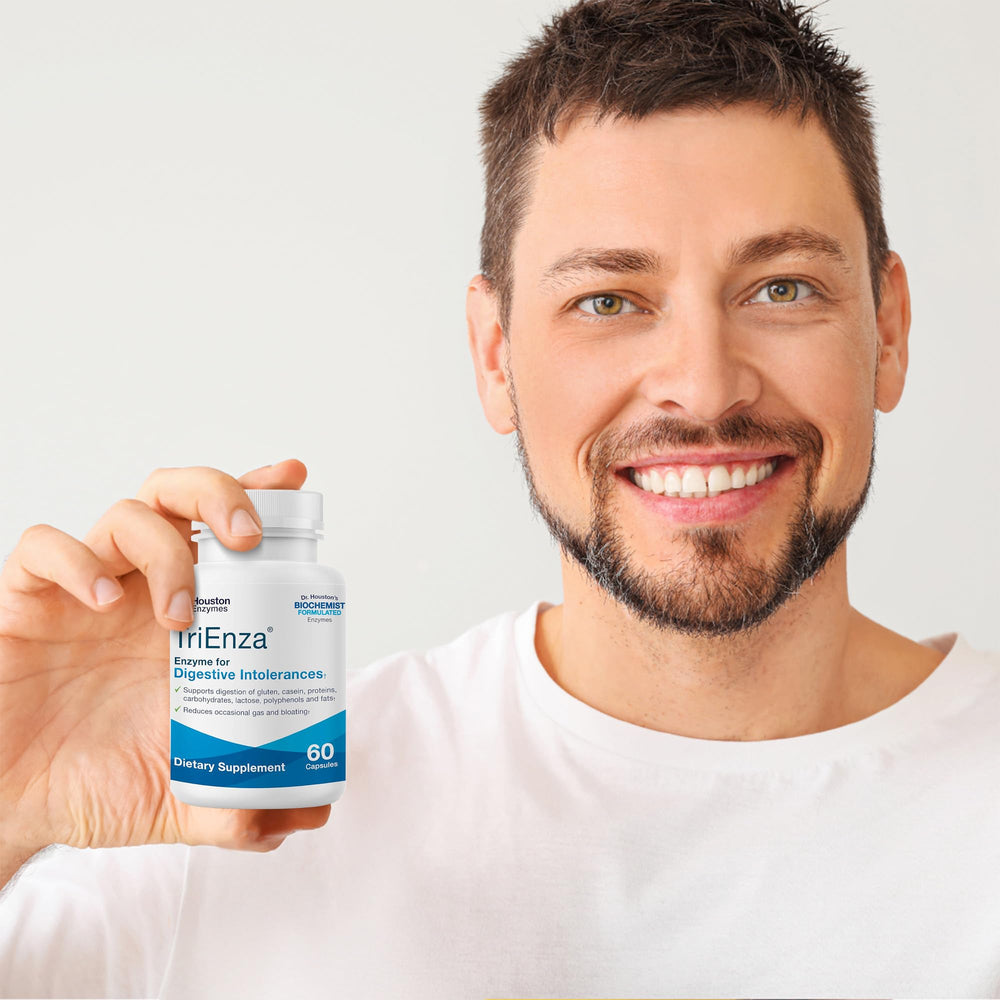 Polyphenols and digestive enzymes concept with TriEnza packaging