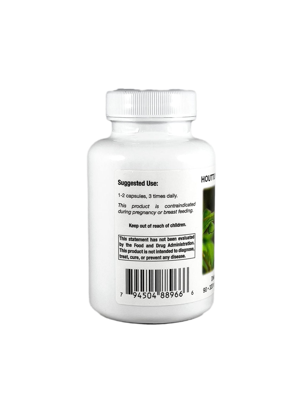 Ingredient label showing 100% pure Houttuynia leaf