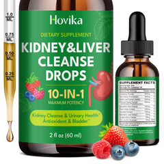 Hovika 10-in-1 Kidney Cleanse Drops bottle and packaging
