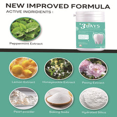 Illustration showing how to use tooth powder