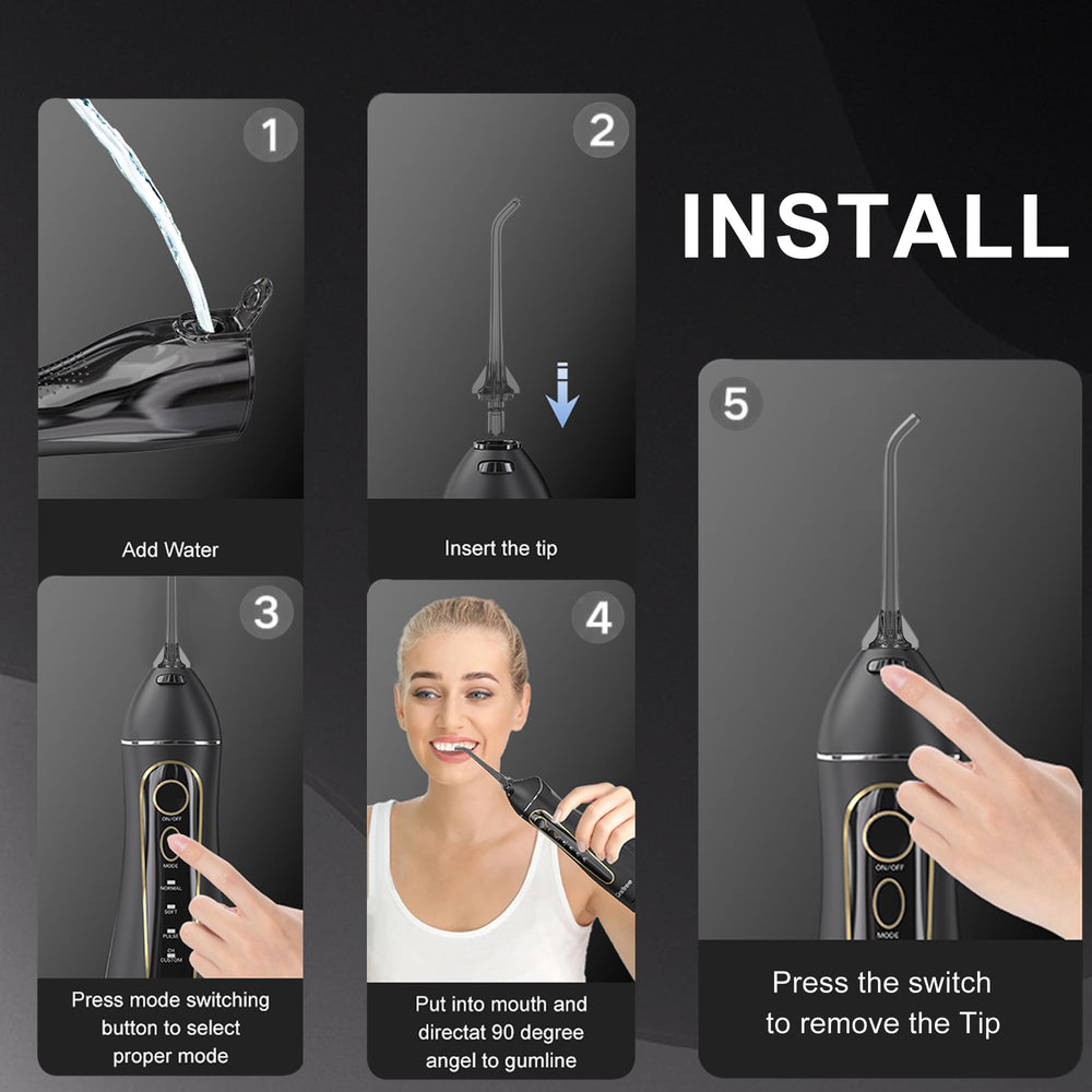 Illustration showing how to replace the water flosser nozzle