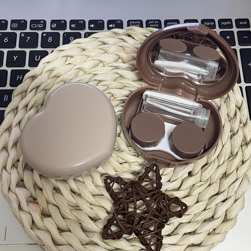 Portable travel lens case with solution bottle