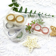 Five colors of Howinn lens cases arranged together: pink, green, grey, purple, brown