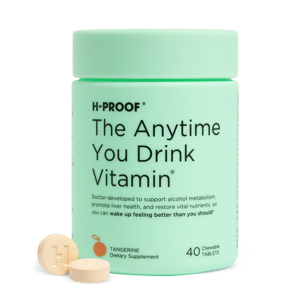 Front packaging of H-PROOF The Anytime You Drink Vitamin with Tangerine flavor