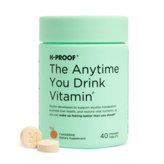 Front packaging of H-PROOF The Anytime You Drink Vitamin with Tangerine flavor