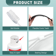 Vanity kit contents with cotton swabs, cotton pads and a nail file
