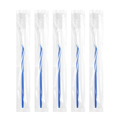 Compact travel toothbrush kit in disposable packaging