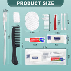 Toothbrush, toothpaste, floss and soap in the kit