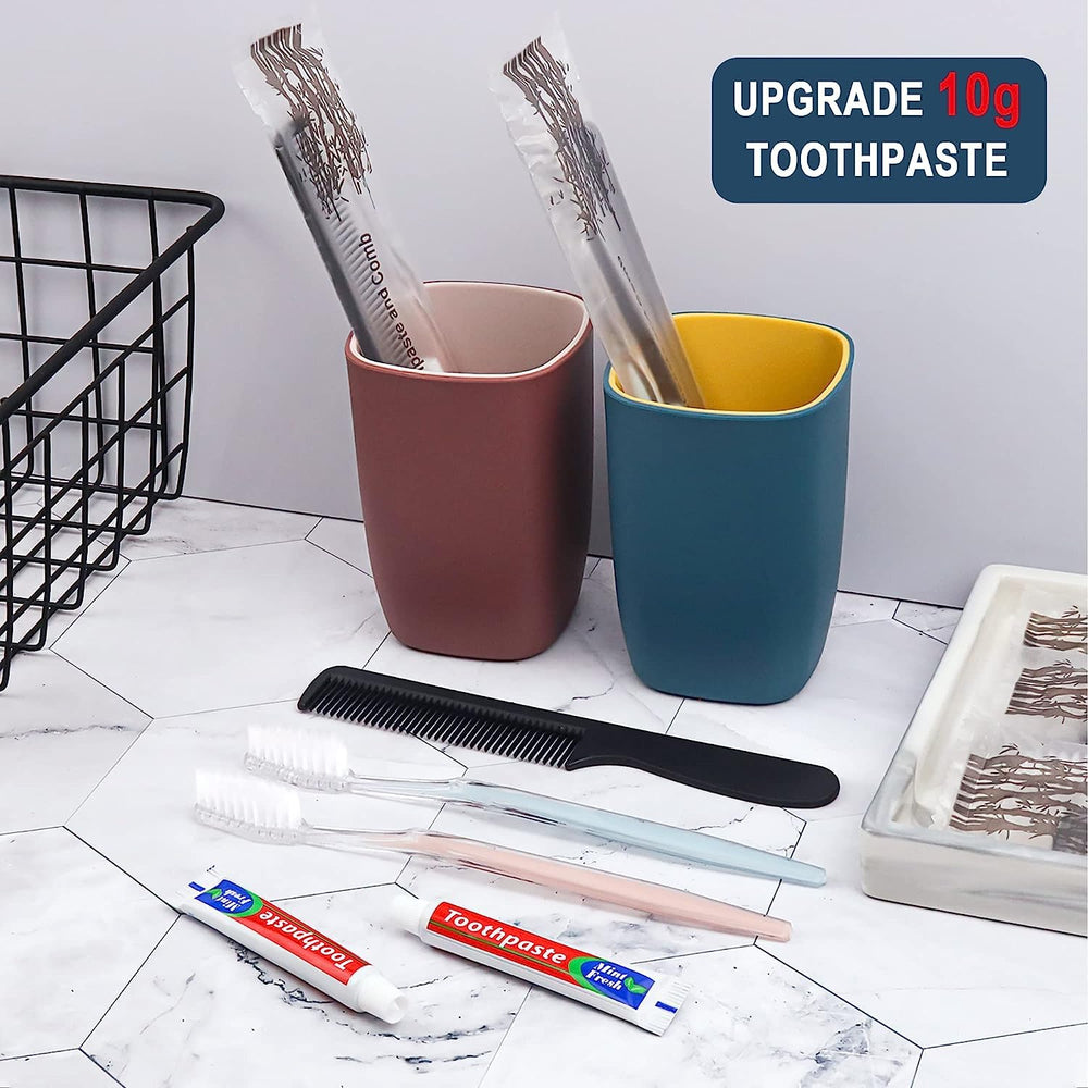 Two color options for disposable toothbrushes