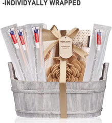 Guest room supply: hotel bathroom toiletries and toothbrushes