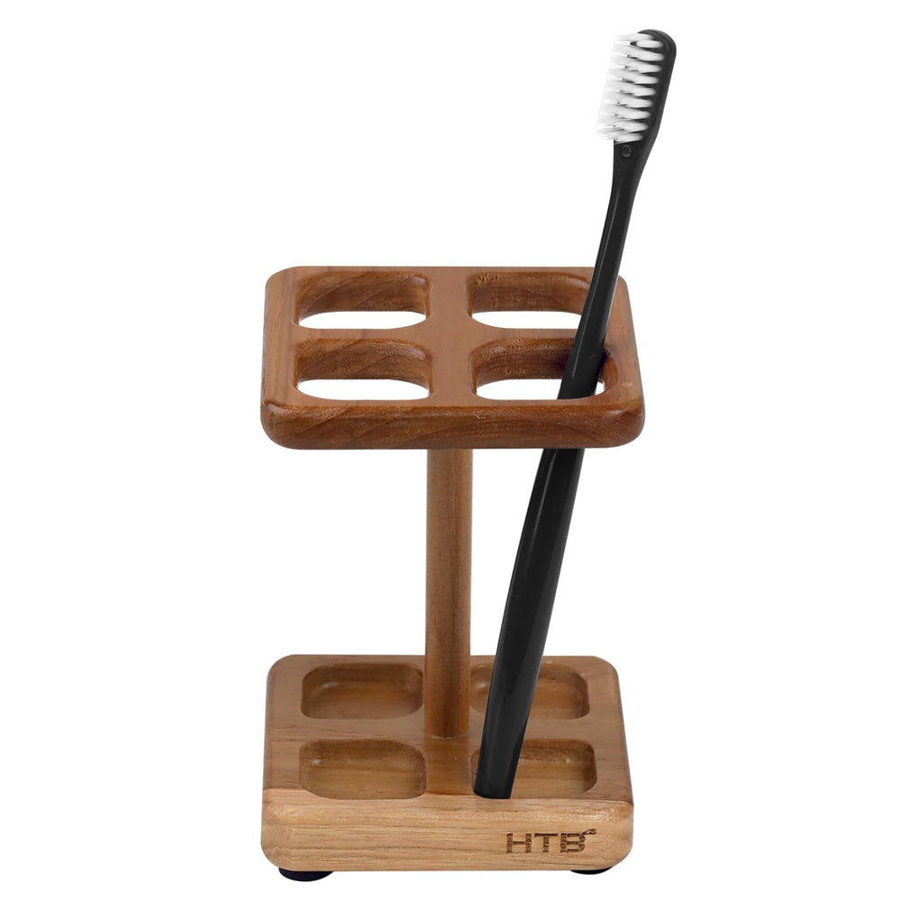 HTB Teak Toothbrush Holder with display setup