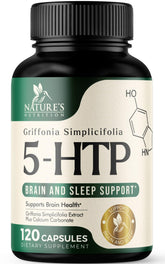 Front view of 5 HTP 200mg vegetarian capsules bottle