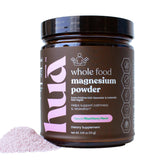 Front view of HUA Wellness Magnesium Powder container with mixed berry flavor