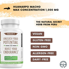 Dietary and product nutrition label for Huanarpo Macho