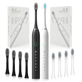 HUBAKO 2 Pack Electric Toothbrushes front view with 8 brush heads