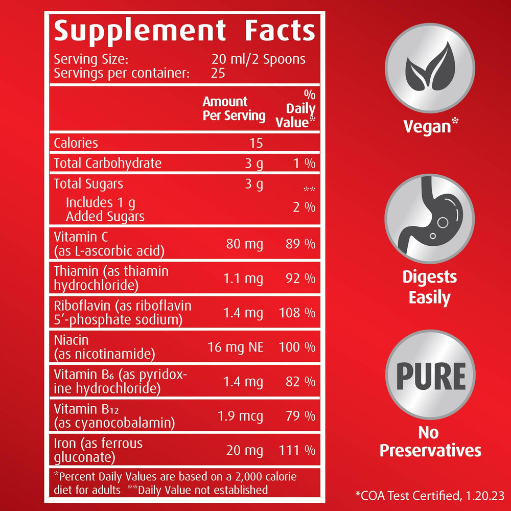 Vegan certified iron supplement bottle