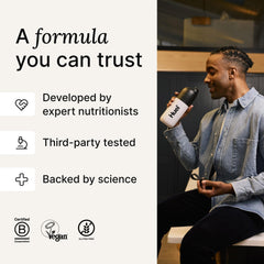 Mixing Huel Black Edition Banana 40g with water or milk