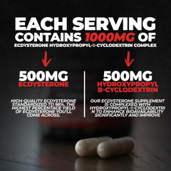 Huge Supplements Ecdysterone serving shot shows 1000mg per serving.
