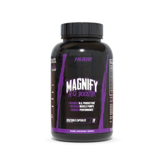 Huge Supplements Magnify Pump bottle pour showing nitric oxide booster for stronger workouts