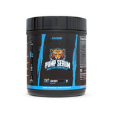 Huge Supplements Pump Serum Blue Razz bottle highlighting non-stim pumps and vascular fullness