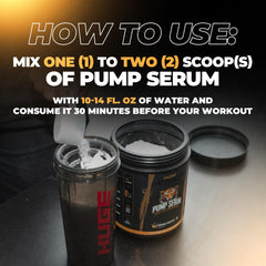 Huge Supplements Pump Serum front view tub for easy access.