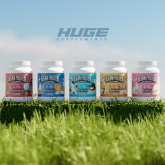 Huge Supplements vegan protein marshmallow madness packaging ready for daily shakes